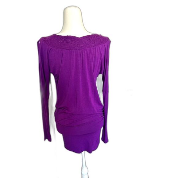 VINTAGE EXPRESS Cold Shoulder Fitted Waist Long Sleeve Blouse Purple Size XS - Picture 2 of 7